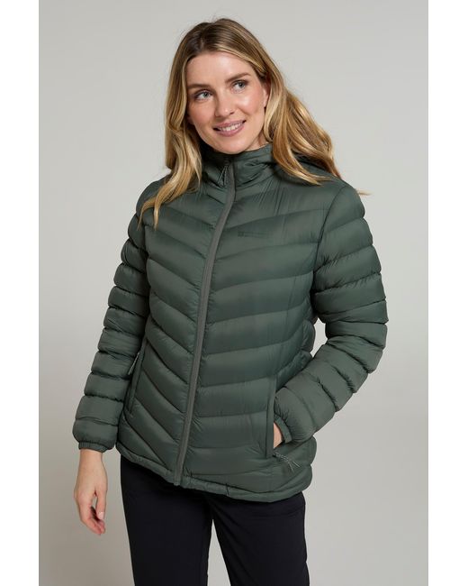 Mountain Warehouse Green 'Seasons' Padded Jacket Fur Lined Water Resistant Coat Polyamide