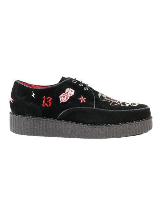 Jeffery West Black Jeffery-West Muse 'Lucky 13' Suede Embroidered Brothel Creeper Leather for men
