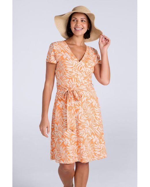 Mountain Warehouse Orange 'Santorini' Jersey Wrap Dress With Pockets Summer Comfy Outfit Cotton