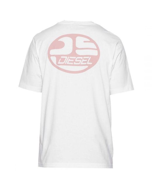 DIESEL White Oval Logo Crew Neck T-Shirt for men