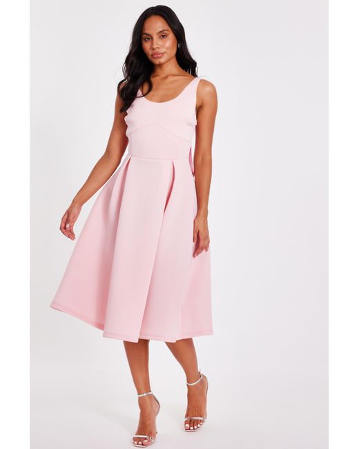 Quiz Pink Bow Back Midi Dress