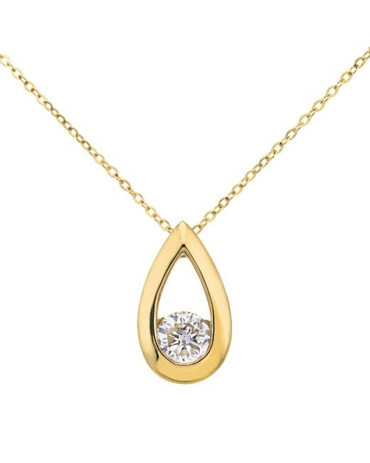 DIAMANT L'ÉTERNEL 9ct Geelgouden Derde Karaat Diamanten Druppelvormige Hanger En 18 Inch Ketting in het Metallic voor heren