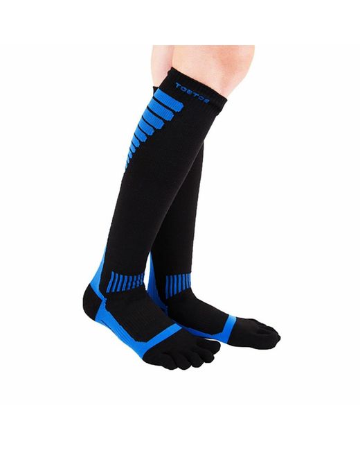 Toetoe Blue Compression Knee-High Toe Socks for men