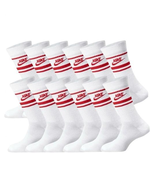 Nike White Sportswear Dri-Fit Everyday Essential Crew Socks 6 Pairs