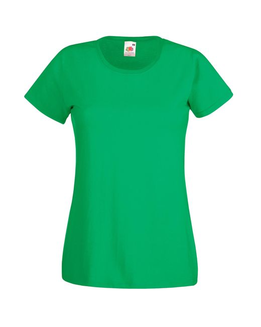 Fruit Of The Loom Green Ladies/ Lady-Fit Valueweight Short Sleeve T-Shirt (Pack Of 5) (Kelly) Cotton