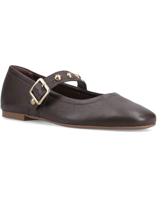 Hush Puppies Brown Charlene Stud Ballerina Leather Flats