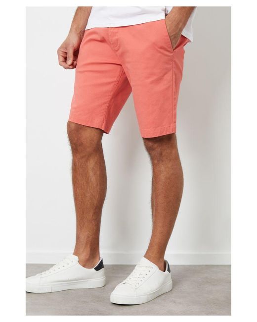 Threadbare Pink Cotton 'Northsea' Slim Fit Chino Shorts for men