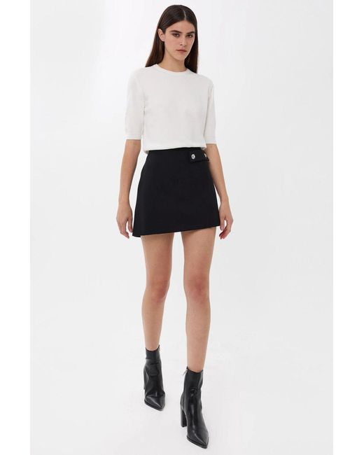 Hiccup White Short Sleeve Basic Knitted Sweater