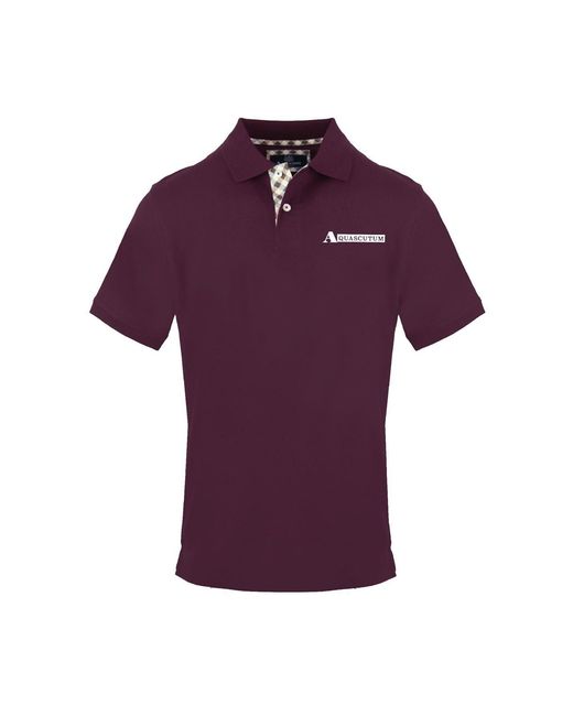 Aquascutum Purple Collared Neck Short Sleeve Polo Shirt for men