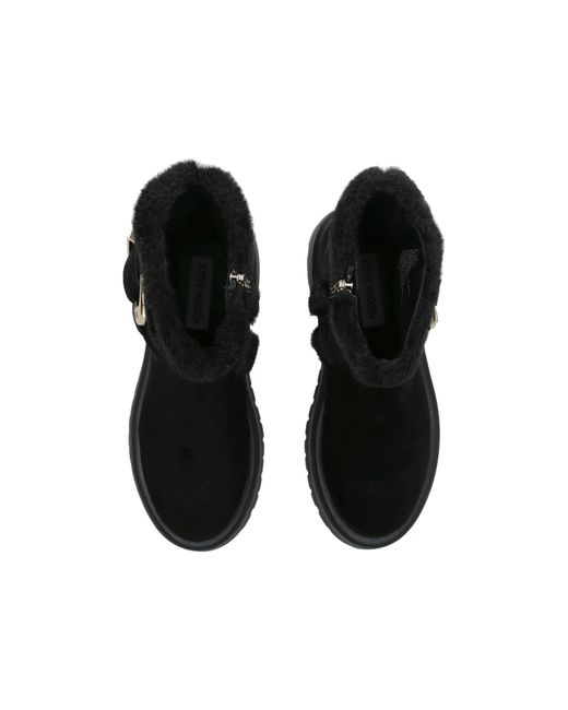 Steve Madden Black Suede Fabric Lodge 015 Boots