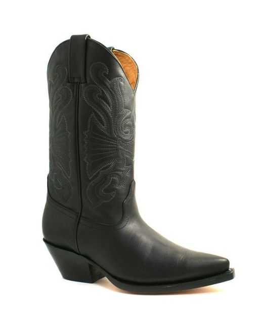 Grinders Black Leather Western Cowboy Boots-Buffalo