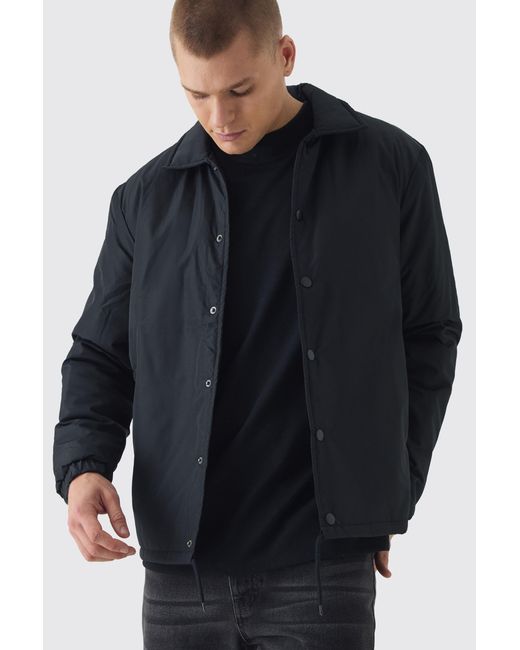 BoohooMAN Blue Padded Collared Coach Jacket for men