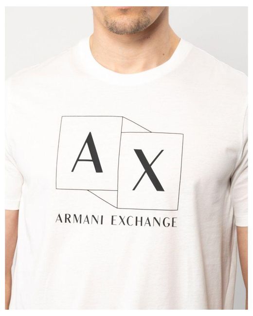 Armani Exchange White Graphic Logo T-Shirt for men