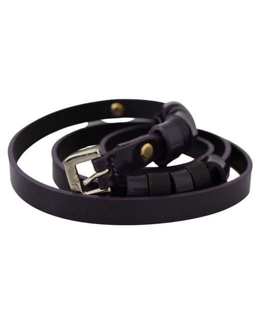Gianfranco Ferré Black Leather Thin Metal Chrome Buckle Belt