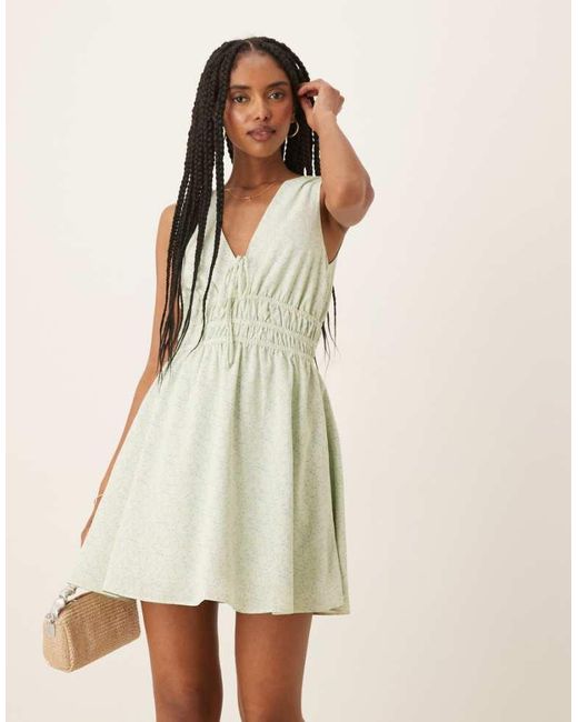 Glamorous White Ruched Strap Mini Dress