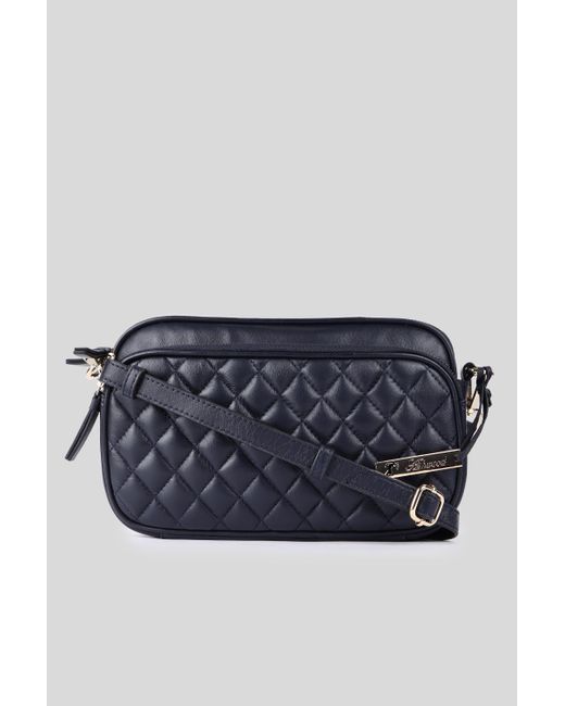 Ashwood Leather Blue 'Bellezza Romana' Real Twin Zip Quilted Crossbody Bag