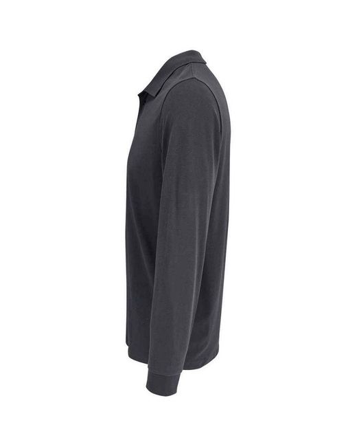 Sol's Blue Adult Prime Pique Long-Sleeved Polo Shirt (Dark)