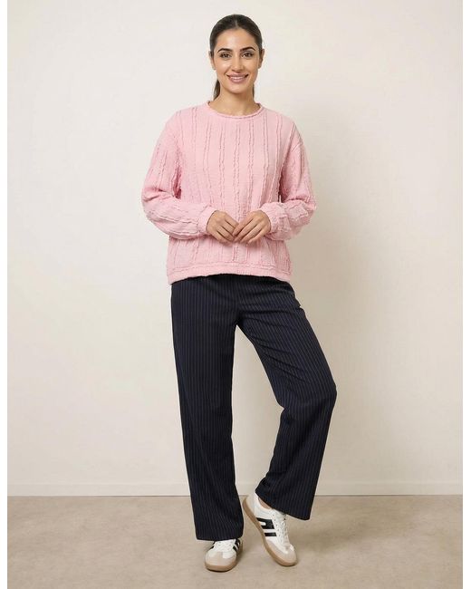 Blue Vanilla Pink Ruffle Detailed Sleeve Top