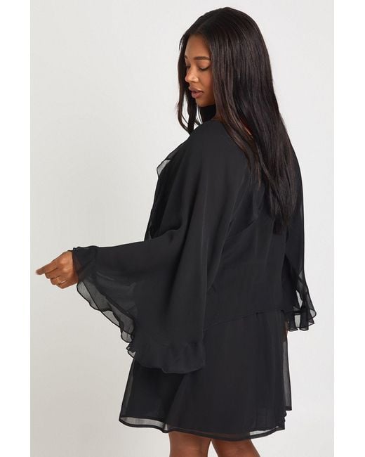 Boohoo Gray Plus Chiffon Ruffle Smock Dress