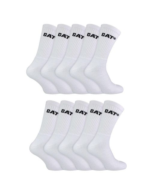 Caterpillar White 10 Pairs Performance Work Durable Cotton Socks for men
