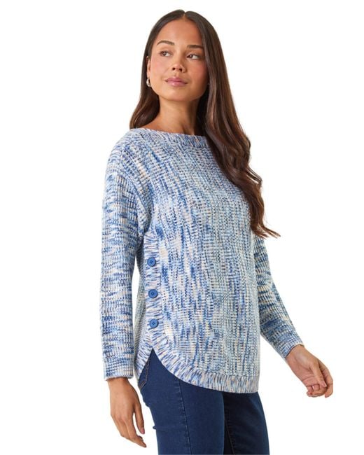 Roman Blue Petite Curve Hem Knit Jumper