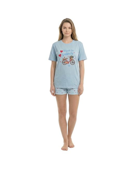 Kisses&Love Blue Summer Short Sleeve Cotton Pyjamas Kl40000