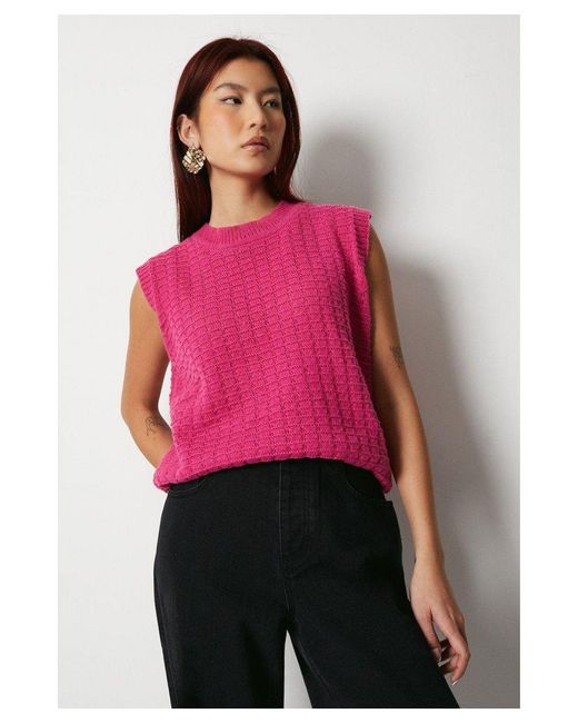 Warehouse Red Knitted Crew Neck Tank