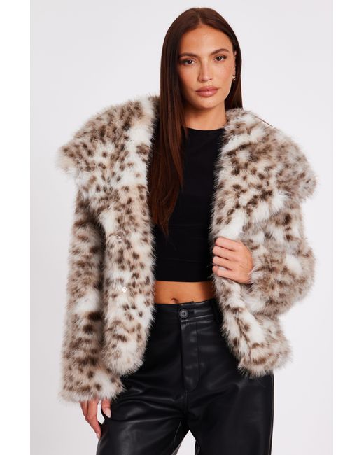 Quiz Black Faux Fur Leopard Print Jacket