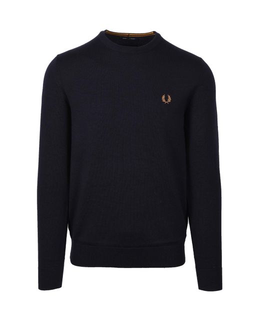 Fred Perry Blue Classic Crew Neck Knitwear for men
