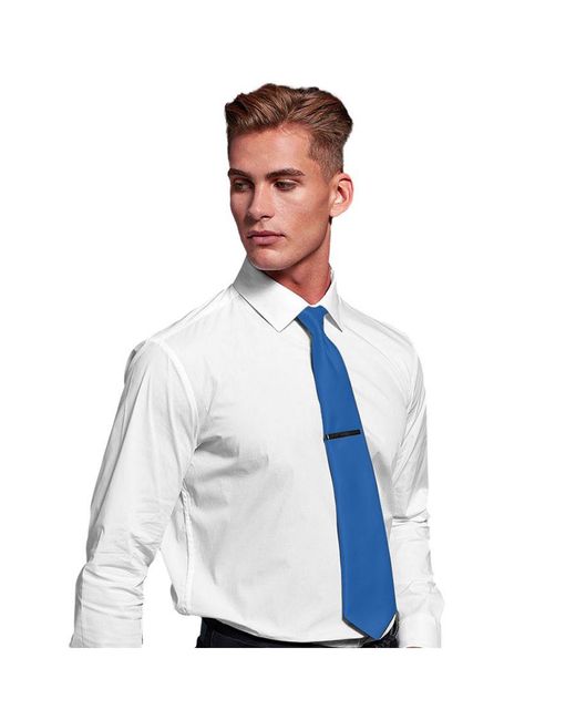 PREMIER Blue Plain Satin Tie (Narrow Blade) (Pack Of 2) for men