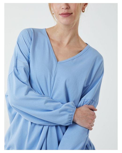 Blue Vanilla Blue Twist Front Cotton Tunic With Side Pocket