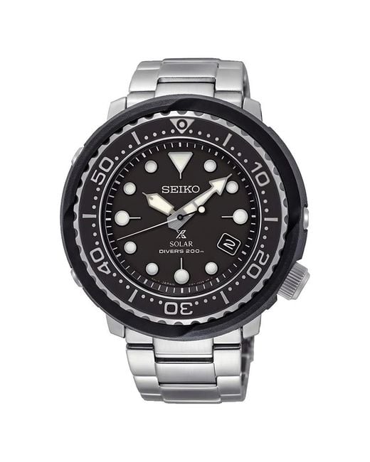 Seiko Metallic Solar Prospex Diver Watch Sne497P1Est Stainless Steel for men