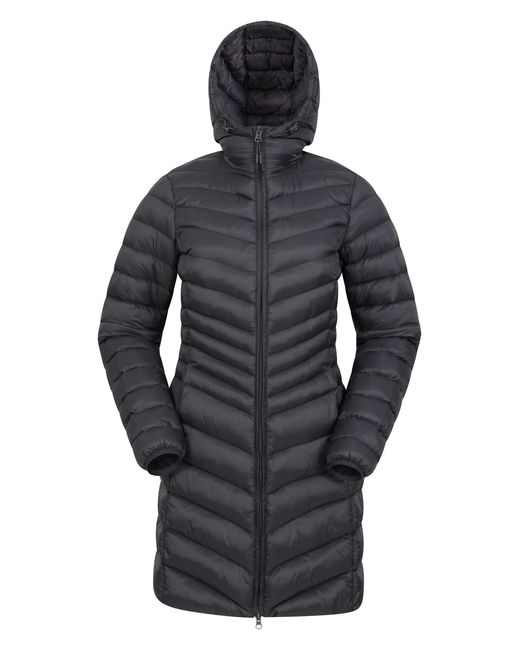 Mountain Warehouse Black 'Florence' Long Padded Jacket Water Resistant Winter Coat Polyamide