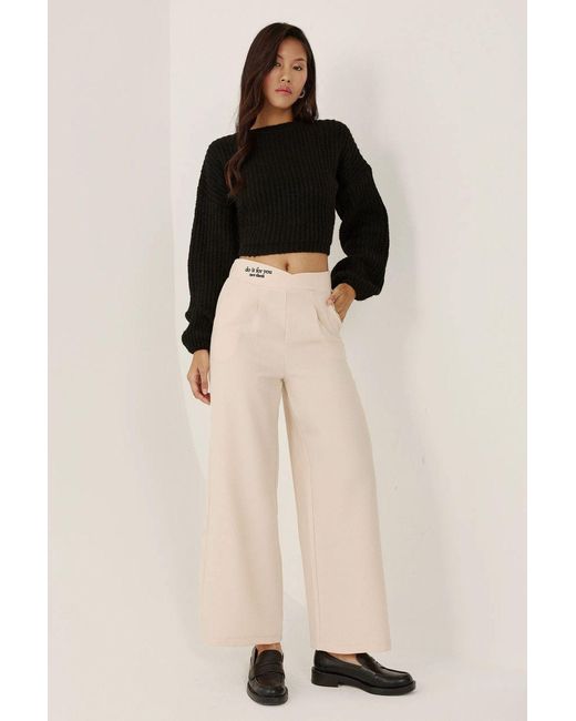 Hiccup Natural Waist Detailed Straight Leg Pants