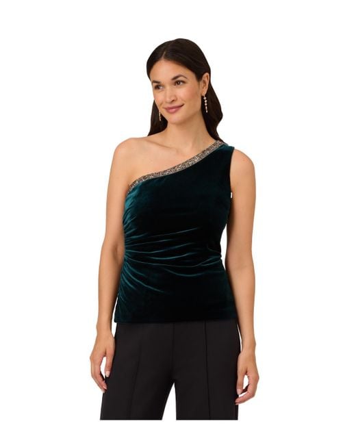 Adrianna Papell Black Bead Velvet Top