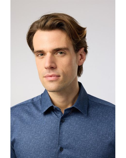 Ted Baker Blue Long Sleeve Floral Slim Fit Formal Shirt for men