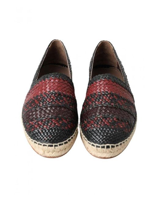 Dolce & Gabbana Brown Bordeaux Buffalo Leather Espadrille Shoes for men
