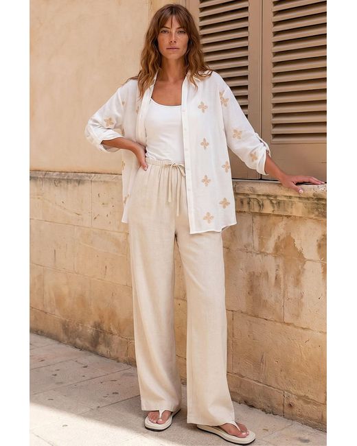 Roman Brown Floral Embroidered Shirt