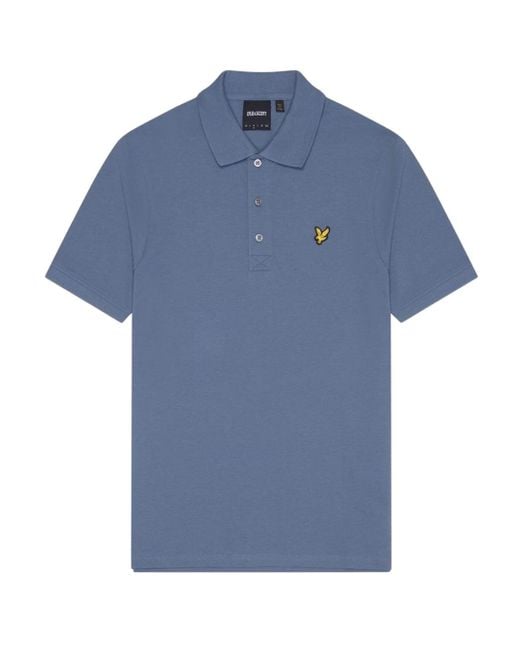 Lyle & Scott Blue Branded Chest Logo Mist Polo Shirt for men