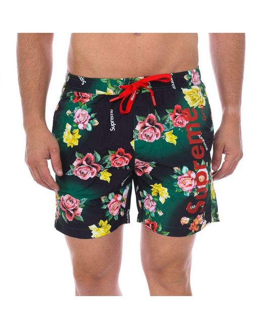 Supreme Green Boxer Swimsuit Print Roses Cm-30065-bp Polyamide for men