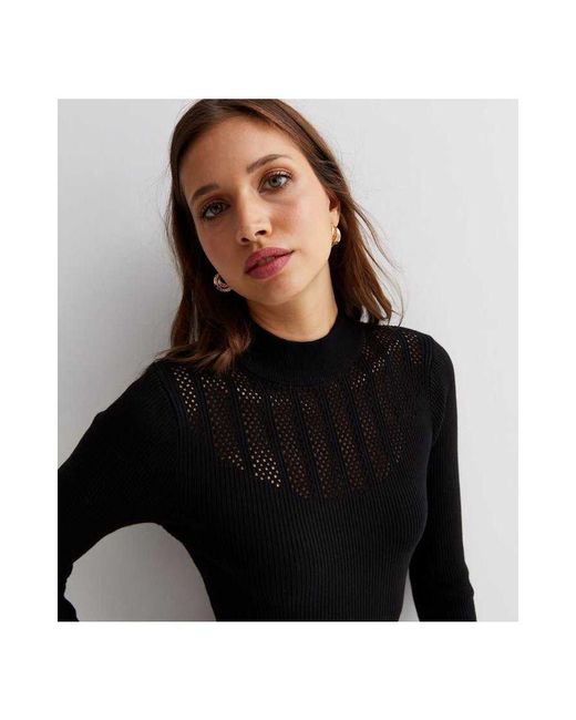 Gini London Black Rib Knit High Neck Bodycon Midi Dress