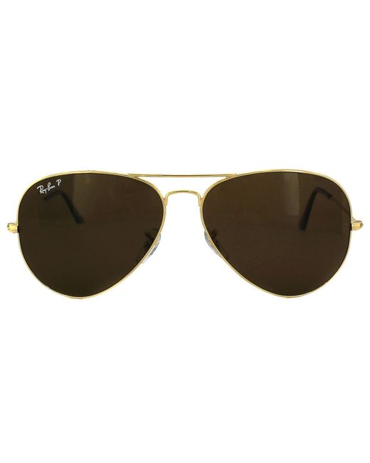Ray-Ban Brown Sunglasses Aviator 3025 001/57 Polarized Metal