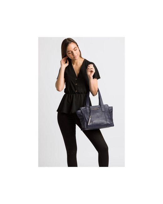 Pure Luxuries Blue 'Alexandra' Ink Leather Handbag