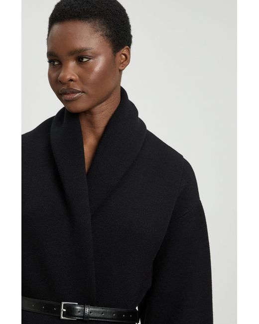 Karen Millen Black Knit Oversized Belted Midi Coatigan