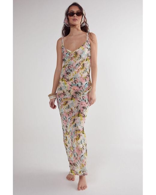 Tie Dye Nasty Gal Cowl About Mini Dress Abstract Printed Satin - Main Image