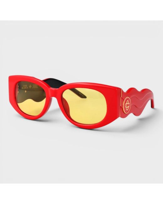 Casablanca Red Oval Wave Sunglasses