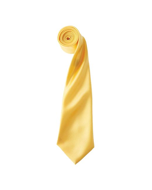 PREMIER Yellow Plain Satin Tie (Narrow Blade) (Pack Of 2) (Sunflower) for men