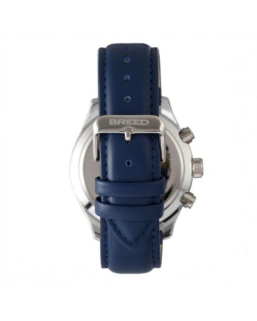 Breed Blue Maverick Chronograph Leather-Band Watch W/Date for men
