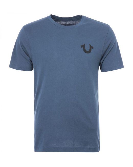 True Religion Men's Monotone Buddha Logo Crew Neck T-shirt In Blue voor heren