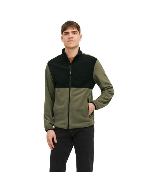 Jack & Jones Green Fleece Jacket Long Sleeve for men